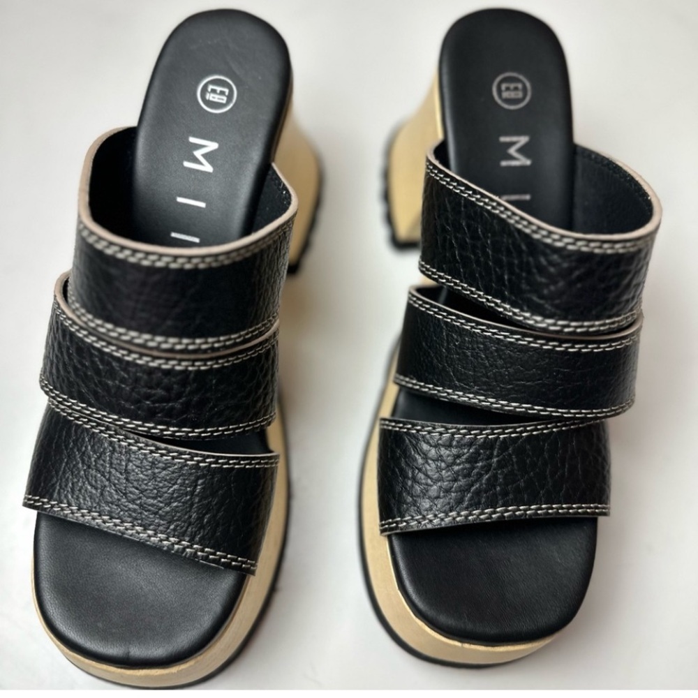 Miista Deanne Black Leather Chunky Wood Platform Sandals – 8.5 - Picture 4 of 12